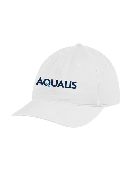 Garment Washed Unstructured Twill White Cap w/AQUALIS Logo