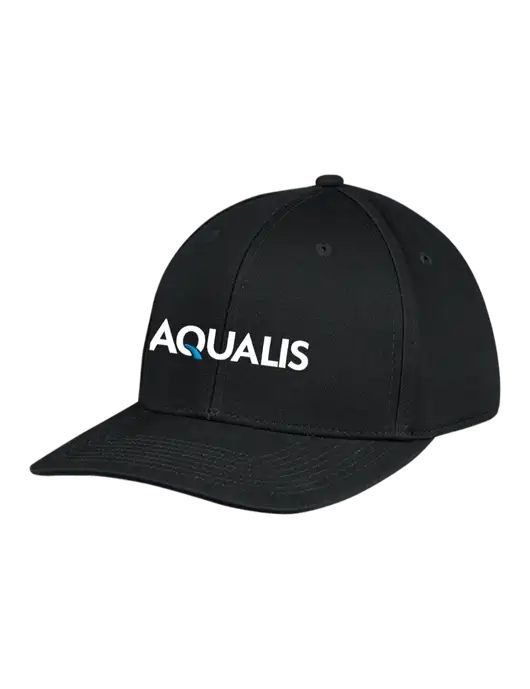 Premium Modern Structured Twill Black Snapback Cap w/AQUALIS Logo