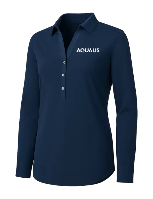 Womens Navy City Stretch Shirt w/AQUALIS Logo