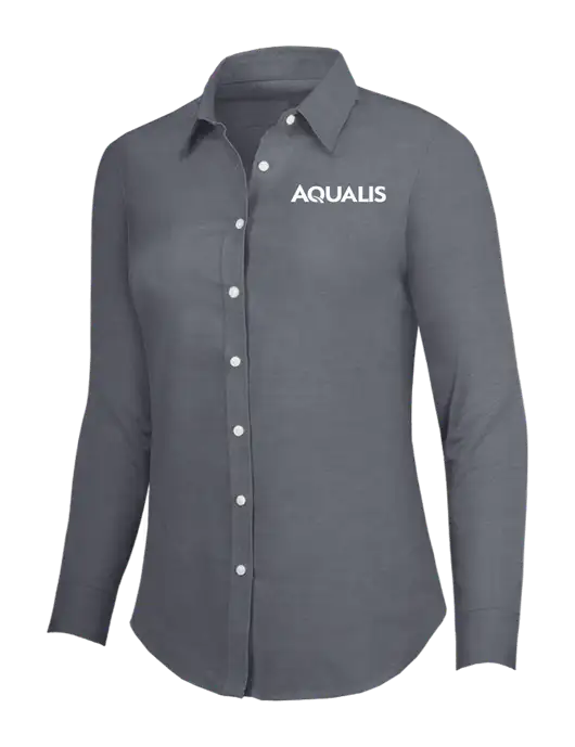 Dark Grey Womens SuperPro Oxford Shirt w/AQUALIS Logo