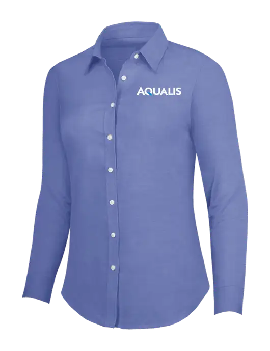 Navy Womens SuperPro Oxford Shirt w/AQUALIS Logo