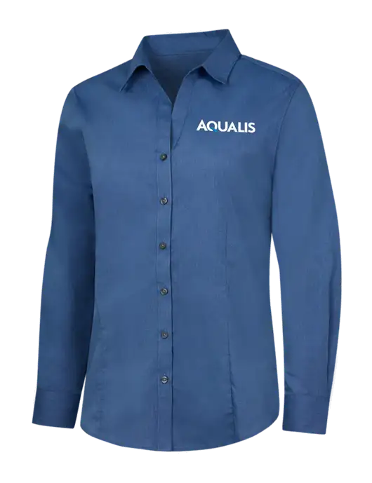 Light Navy Womens Crosshatch Easy Care Shirt w/AQUALIS Logo