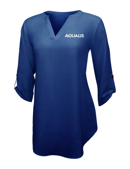 Dark Royal Womens 3/4 Sleeve Tunic Blouse w/AQUALIS Logo