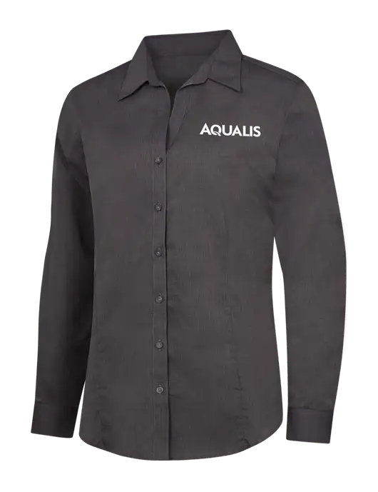 Womens Soft Black Crosshatch Easy Care Shirt w/AQUALIS Logo