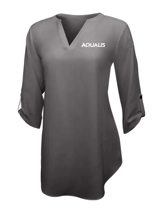 Dark Grey Womens 3/4 Sleeve Tunic Blouse w/AQUALIS Logo