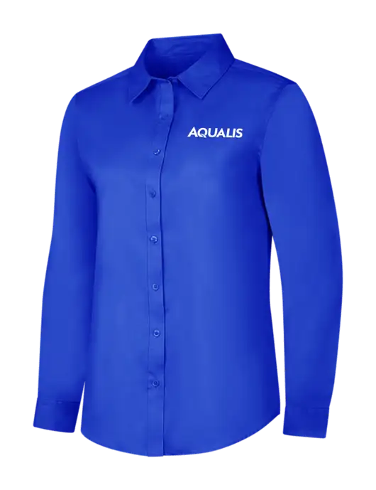 Womens Long Sleeve Dark Royal Superpro React Twill Shirt w/AQUALIS Logo