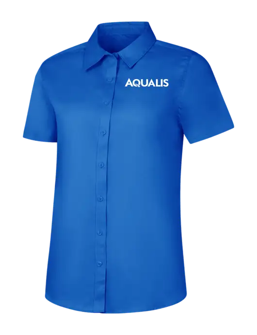 Womens Short Sleeve Royal Blue Superpro React Twill Shirt w/AQUALIS Logo
