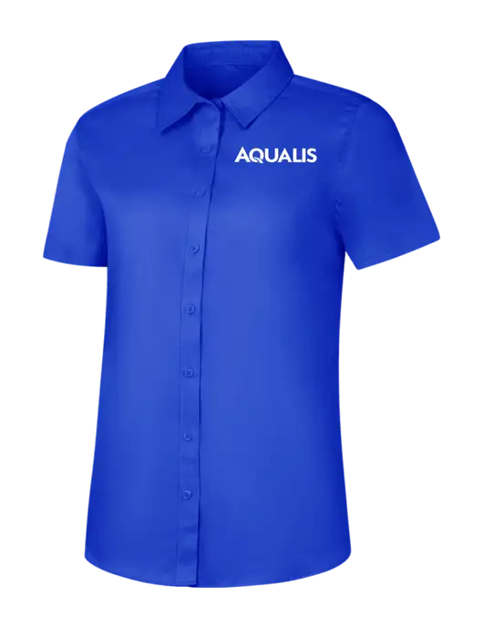 Womens Short Sleeve Dark Royal Superpro React Twill Shirt w/AQUALIS Logo
