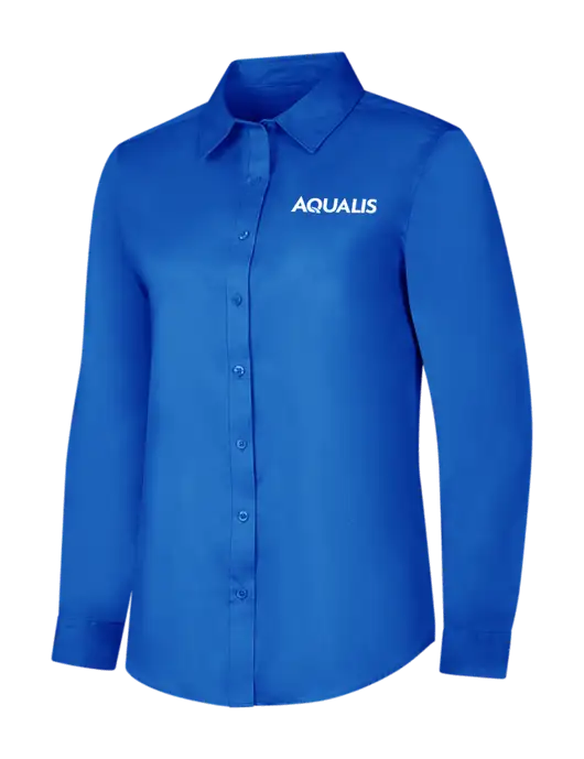 Womens Long Sleeve Royal Blue Superpro React Twill Shirt w/AQUALIS Logo
