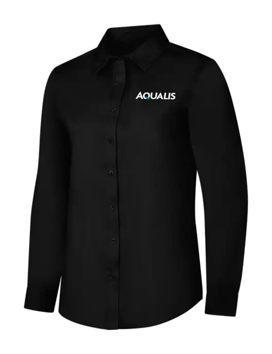 Womens Black Long Sleeve Superpro React Twill Shirt w/AQUALIS Logo