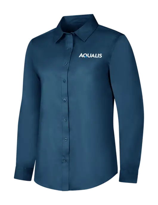Light Navy Womens Long Sleeve Superpro React Twill Shirt w/AQUALIS Logo