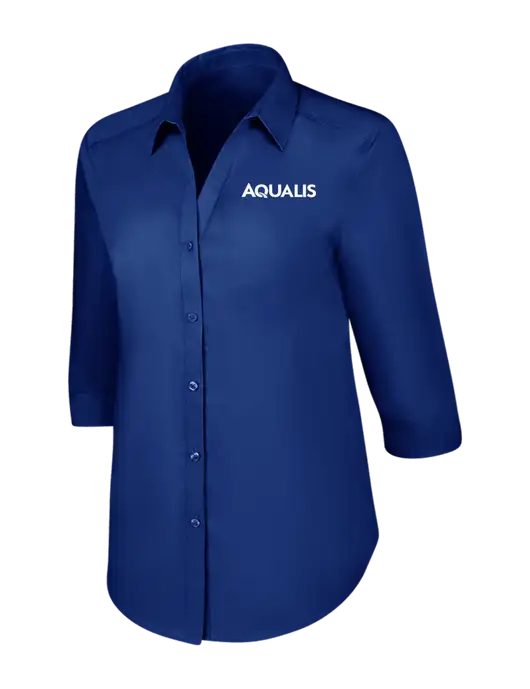 Womens Royal 3/4 Sleeve Carefree Poplin Shirt w/AQUALIS Logo