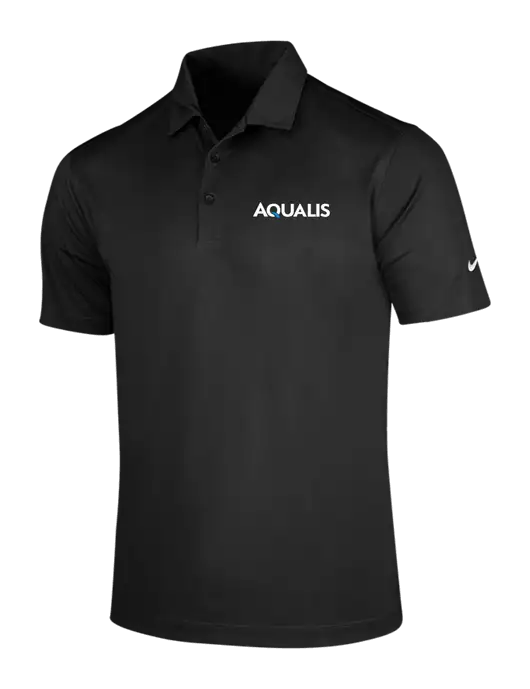NIKE Black Dri-Fit Vertical Mesh Polo w/AQUALIS Logo