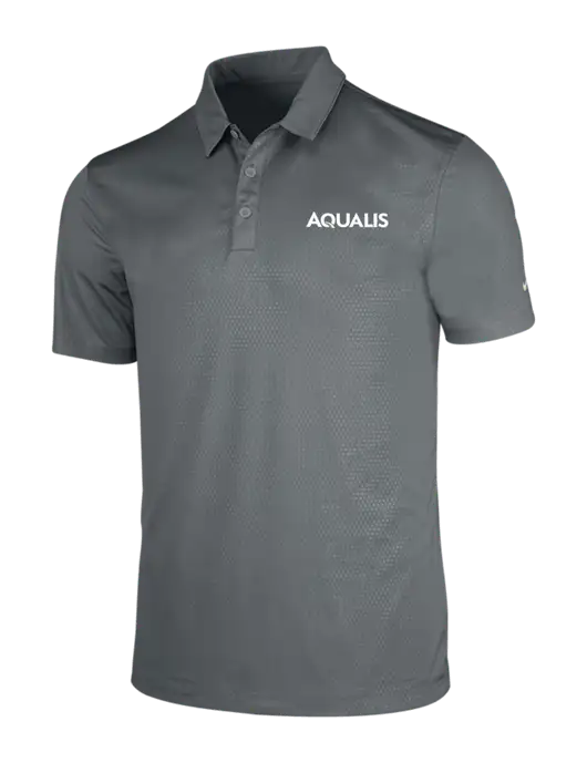 NIKE Medium Grey Dri-Fit Embossed Tri-Blade Polo w/AQUALIS Logo