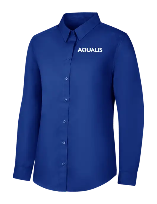 Womens Royal Long Sleeve Carefree Poplin Shirt w/AQUALIS Logo