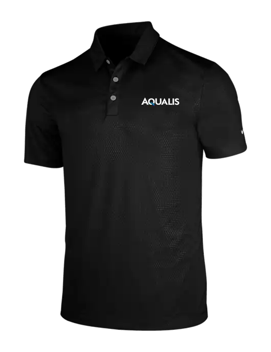 NIKE Black Dri-Fit Embossed Tri-Blade Polo w/AQUALIS Logo