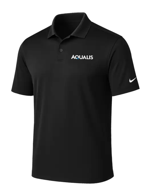 NIKE Black Victory Solid Polo w/AQUALIS Logo