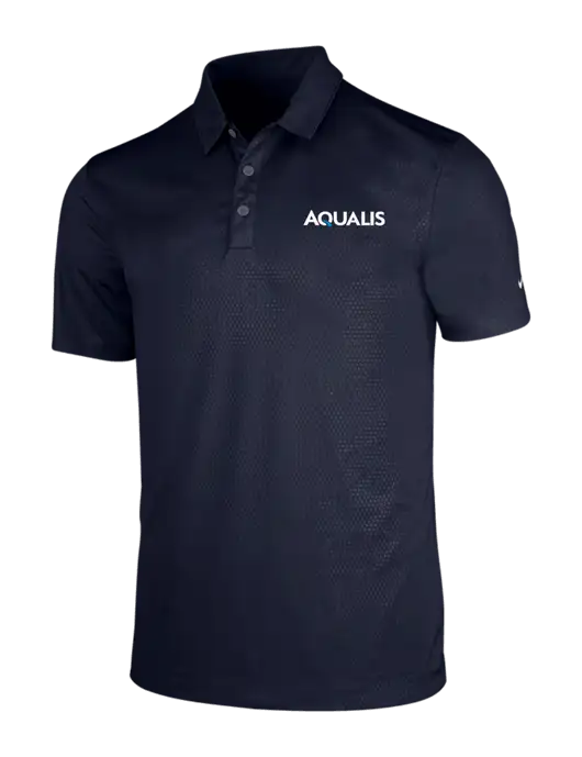 NIKE Dark Navy Dri-Fit Embossed Tri-Blade Polo w/AQUALIS Logo