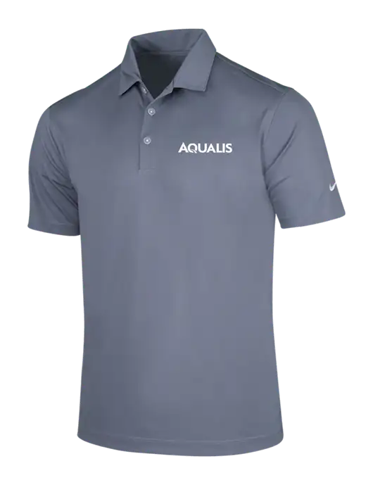 NIKE Medium Grey Dri-Fit Vertical Mesh Polo w/AQUALIS Logo