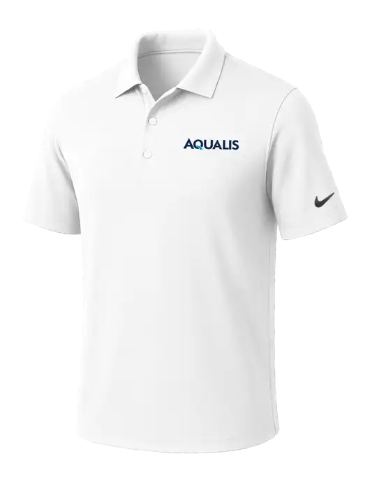 NIKE White Dri-Fit Micro Pique Polo w/AQUALIS Logo