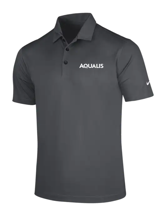 NIKE Dark Grey Dri-Fit Vertical Mesh Polo w/AQUALIS Logo