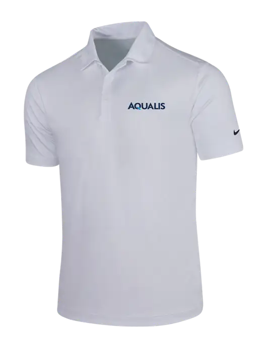 NIKE White Dri-Fit Vertical Mesh Polo w/AQUALIS Logo