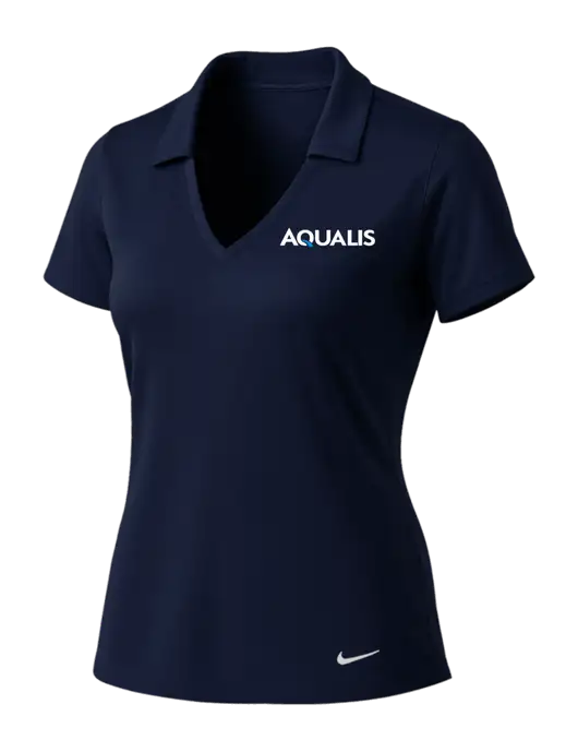 NIKE Dark Navy Womens Dri-Fit Vertical Mesh Polo w/AQUALIS Logo
