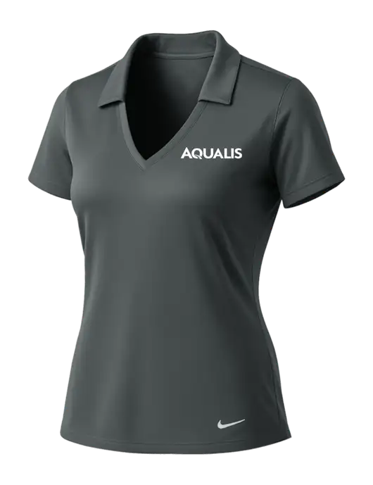 NIKE Dark Grey Womens Dri-Fit Vertical Mesh Polo w/AQUALIS Logo