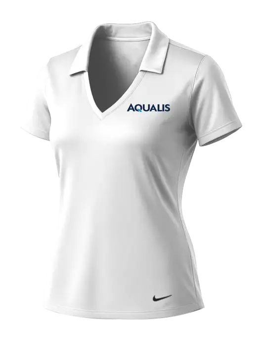 NIKE White Womens Dri-Fit Vertical Mesh Polo w/AQUALIS Logo