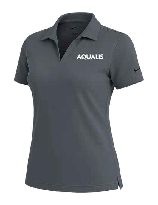 NIKE Dark Grey Womens Dri-Fit Micro Pique Polo w/AQUALIS Logo