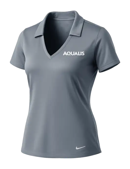 NIKE Medium Grey Womens Dri-Fit Vertical Mesh Polo w/AQUALIS Logo