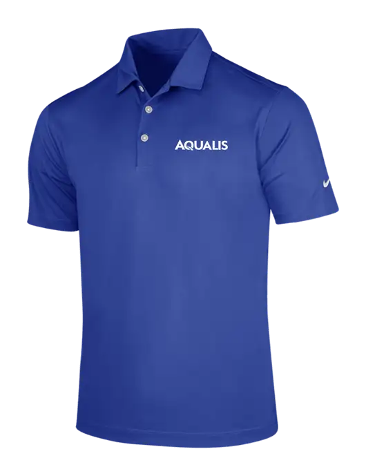 NIKE Dark Royal Dri-Fit Vertical Mesh Polo w/AQUALIS Logo
