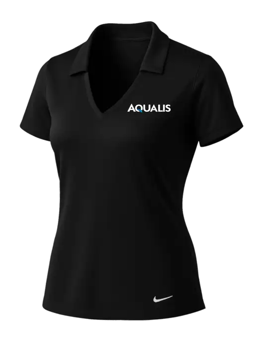 NIKE Black Womens Dri-Fit Vertical Mesh Polo w/AQUALIS Logo