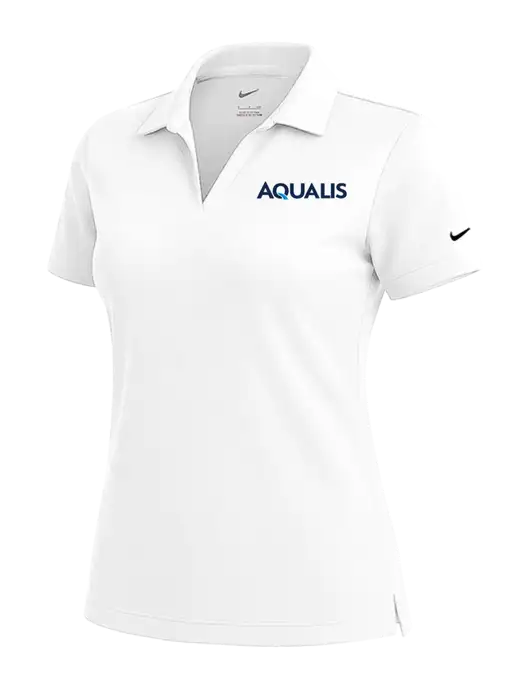 NIKE White Womens Dri-Fit Micro Pique Polo w/AQUALIS Logo