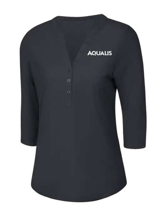 OGIO Charcoal Grey Jewel Henley w/AQUALIS Logo