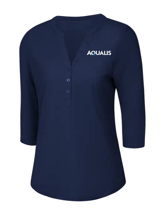 OGIO Navy Jewel Henley w/AQUALIS Logo