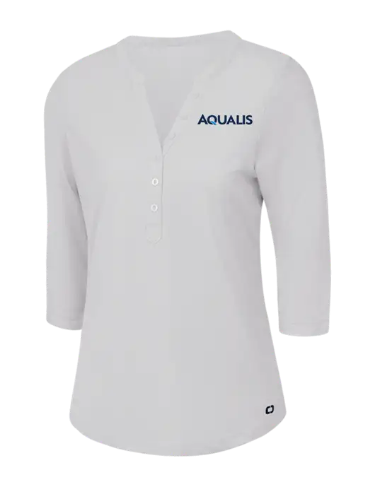 OGIO Bright White Jewel Henley w/AQUALIS Logo