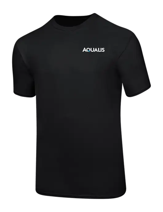 Ring Spun Jet Black 4.5 oz T-Shirt w/AQUALIS Logo, AQUALIS Logo