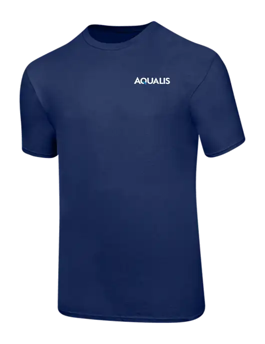 Ring Spun Navy 4.5 oz T-Shirt w/AQUALIS Logo, AQUALIS Logo