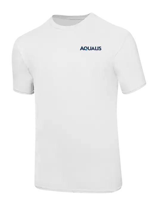 Ring Spun White 4.5 oz T-Shirt w/AQUALIS Logo, AQUALIS Logo