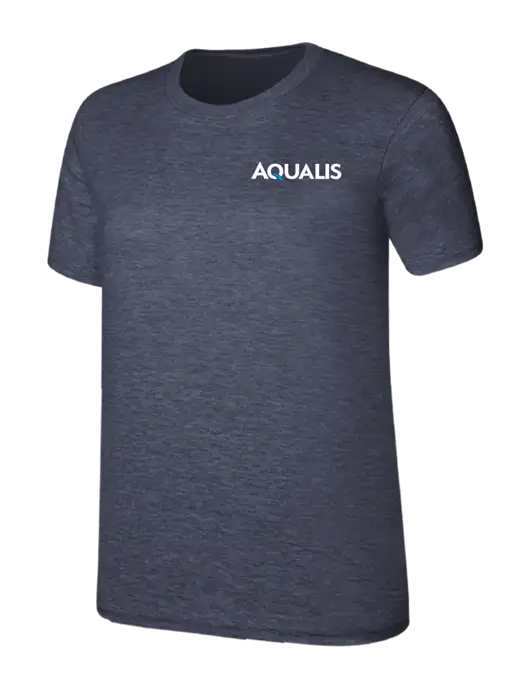 Womens Ring Spun Heather Navy 4.5 oz T-Shirt w/AQUALIS Logo