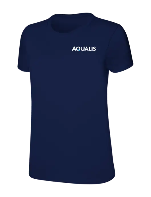 Womens Ring Spun Navy 4.5 oz T-Shirt w/AQUALIS Logo