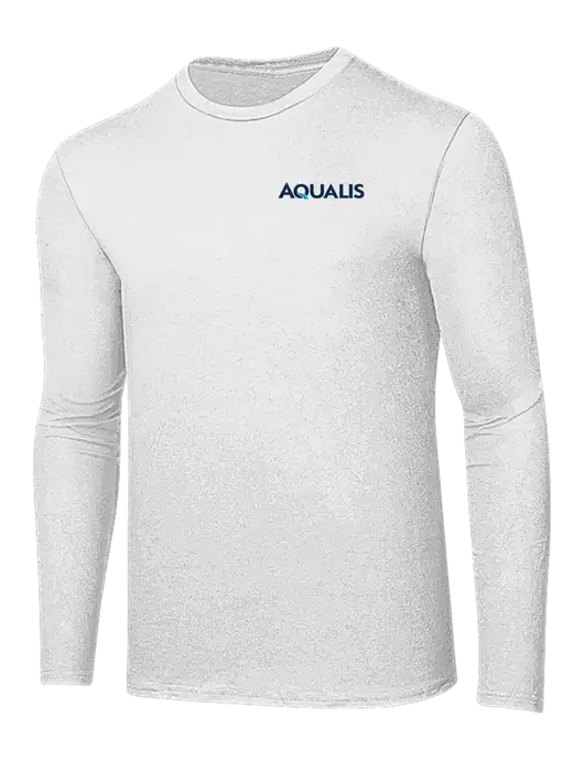 Ring Spun White 4.5 oz Long Sleeve T-Shirt w/AQUALIS Logo