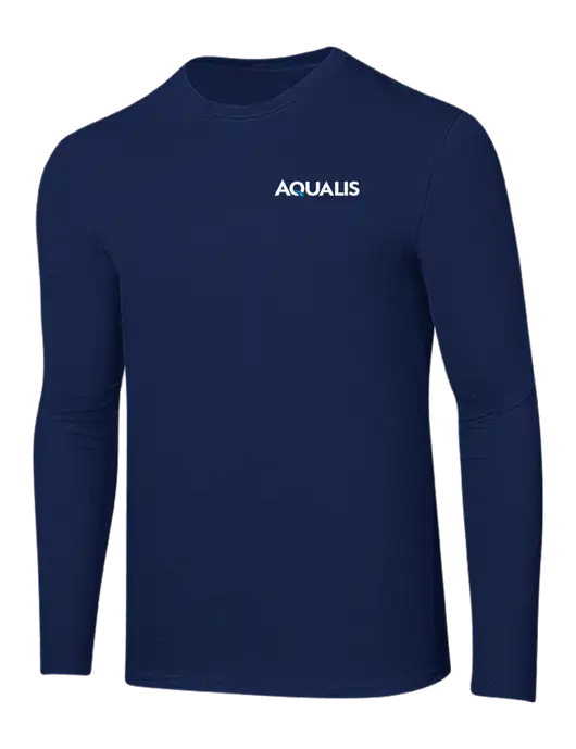 Ring Spun Navy 4.5 oz Long Sleeve T-Shirt w/AQUALIS Logo