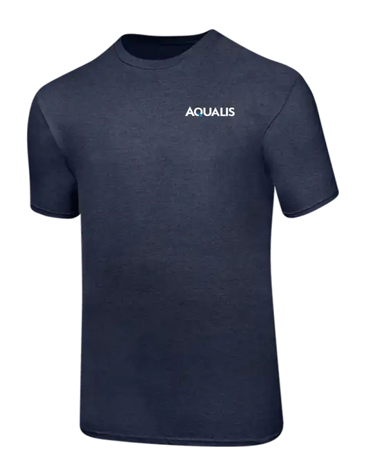 Ring Spun Heather Navy 4.5 oz T-Shirt w/AQUALIS Logo, AQUALIS Logo