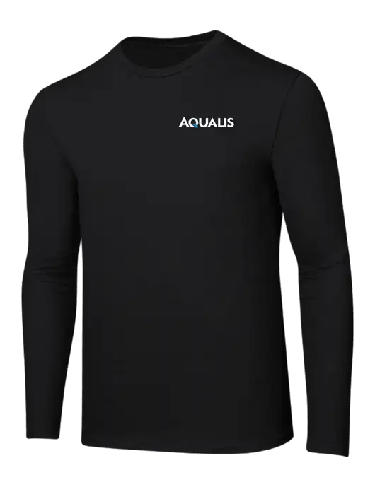 Ring Spun Jet Black 4.5 oz Long Sleeve T-Shirt w/AQUALIS Logo