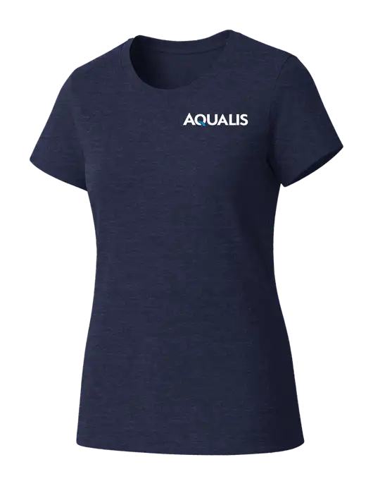 Womens Seriously Soft Heathered Navy T-Shirt w/AQUALIS Logo