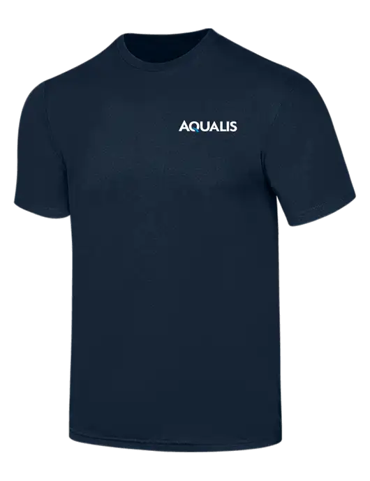 Simply Soft Navy 4.5oz  Poly/Combed Ring Spun Cotton T-Shirt w/AQUALIS Logo