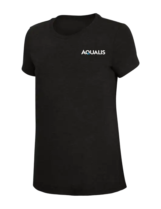 Womens Simply Soft Black 4.5oz Poly/Combed Ring Spun Cotton T-Shirt w/AQUALIS Logo