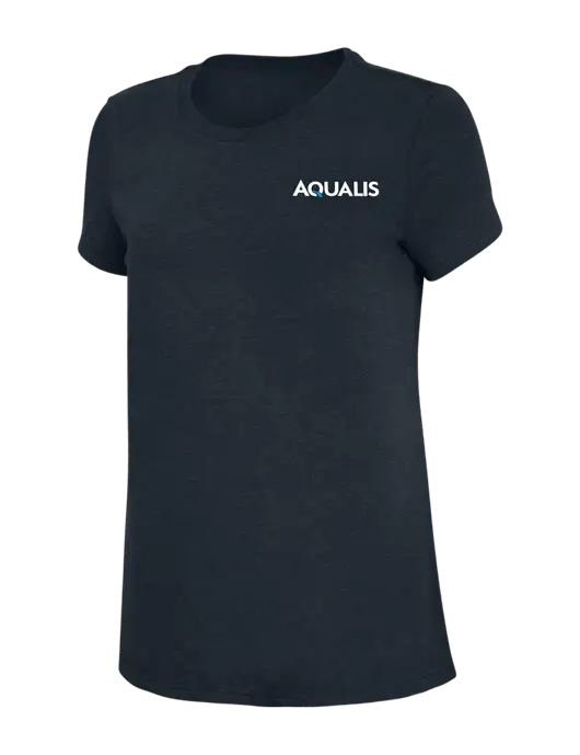 Womens Simply Soft Navy 4.5oz Poly/Combed Ring Spun Cotton T-Shirt w/AQUALIS Logo
